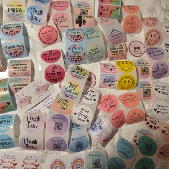 50 thank you stickers assorted bundle mix thank you 2" - Picture 2 of 4